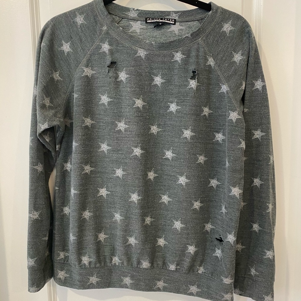 Distressed crewneck sweater light weight size M